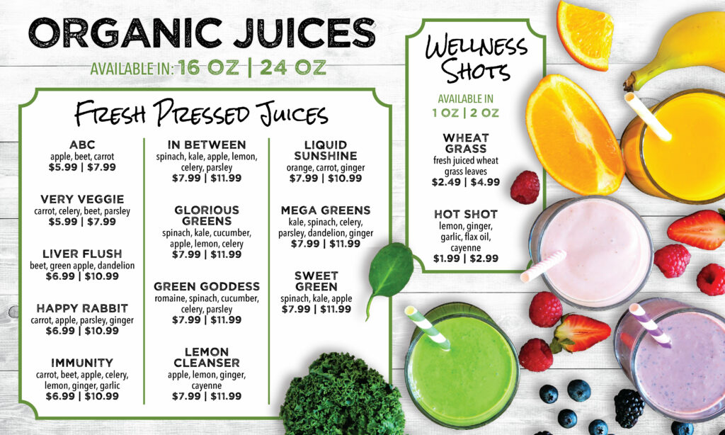 Greens Juice Menu 2023